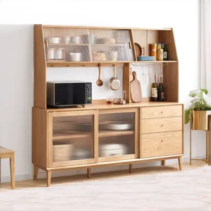 Modern Wood Sliding Doors Sideboard with Drawers Image - 2