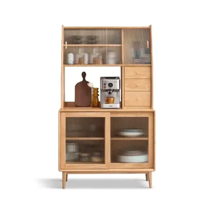 Modern Wood Sliding Doors Sideboard with Drawers Image - 3