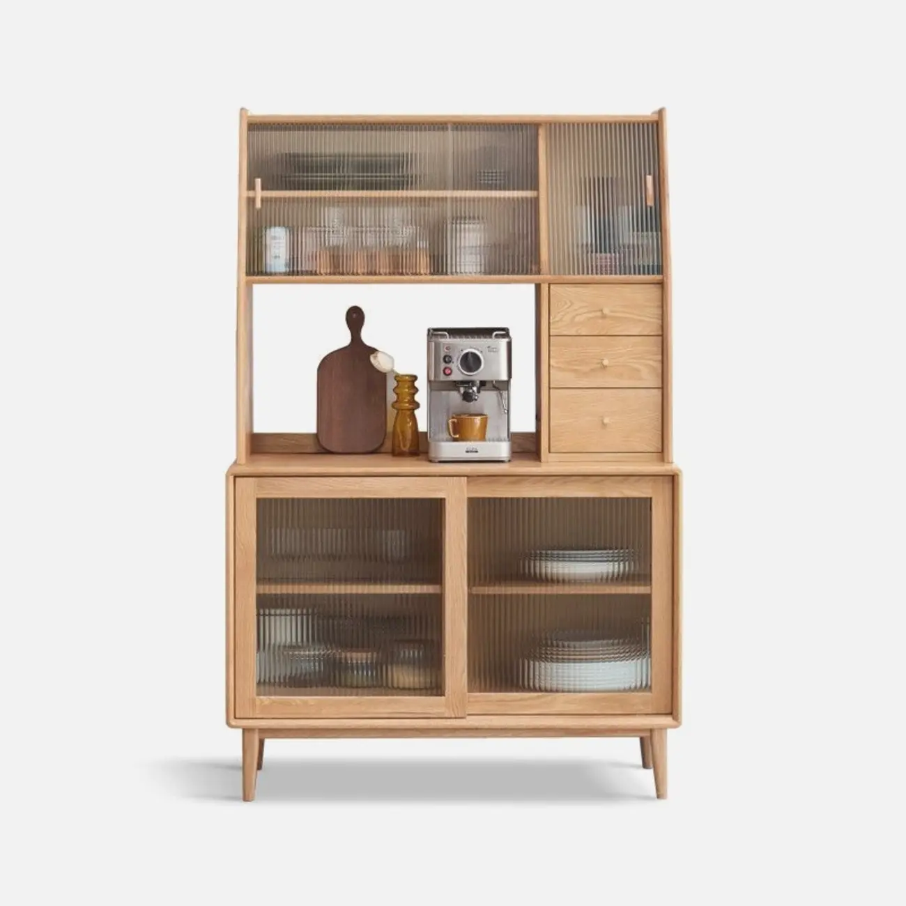 Modern Wood Sliding Doors Sideboard with Drawers Image - 4 | homeyfad