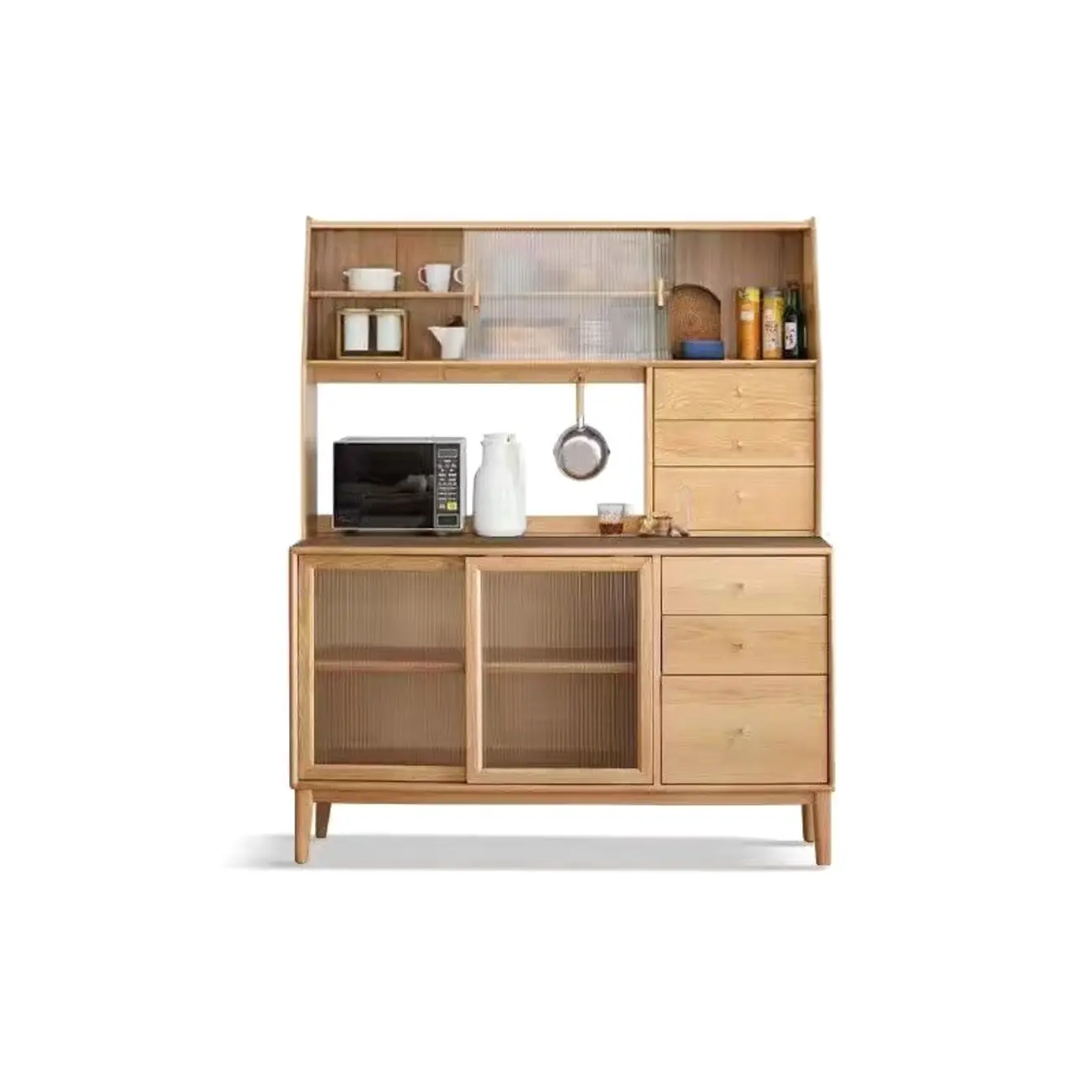 Modern Wood Sliding Doors Sideboard with Drawers Image - 5 | homeyfad