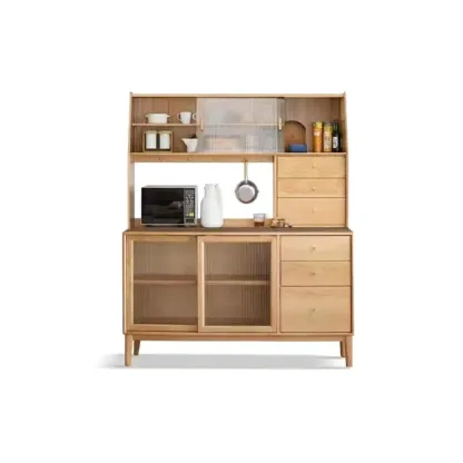 Modern Wood Sliding Doors Sideboard with Drawers Image - 5