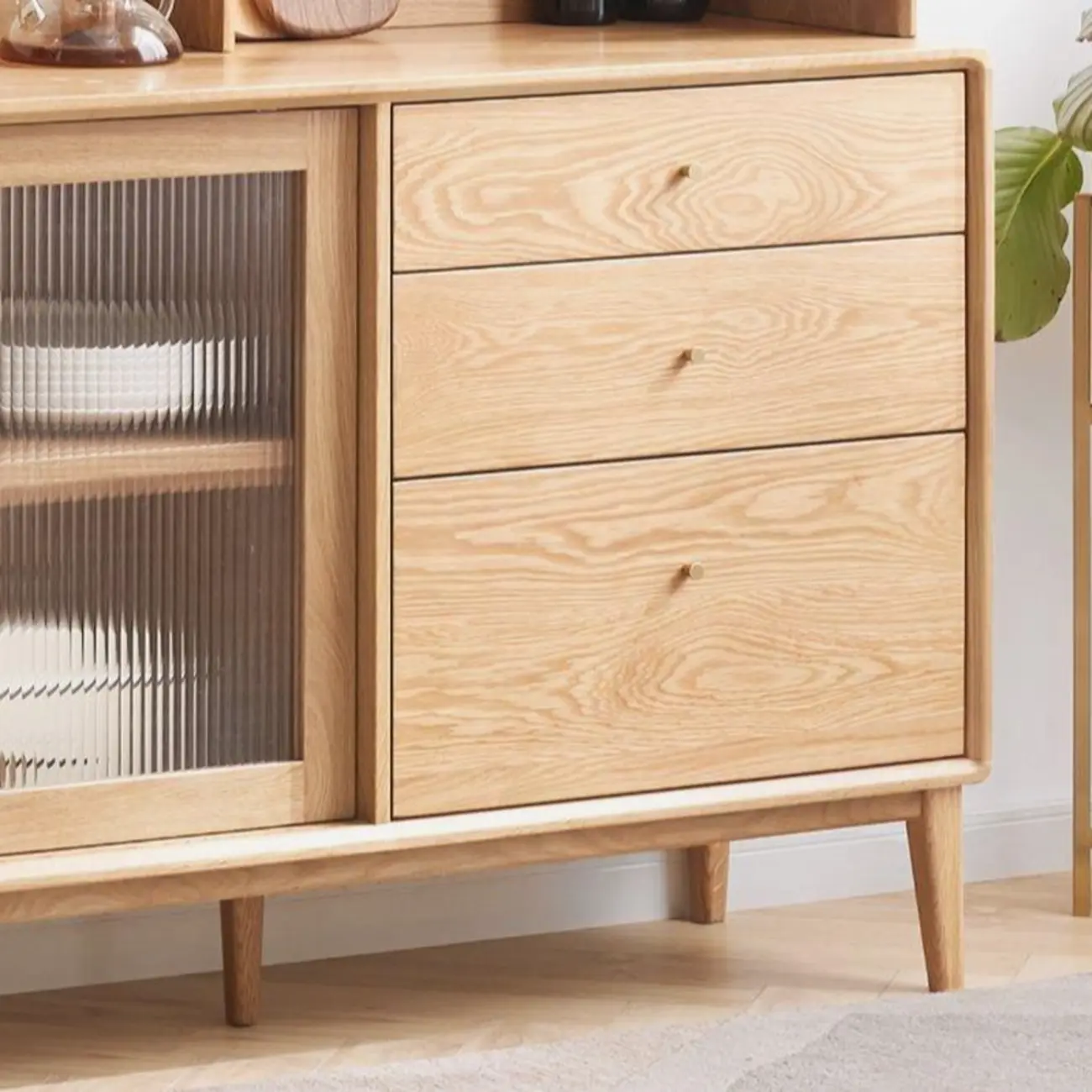 Modern Wood Sliding Doors Sideboard with Drawers Image - 7 | homeyfad