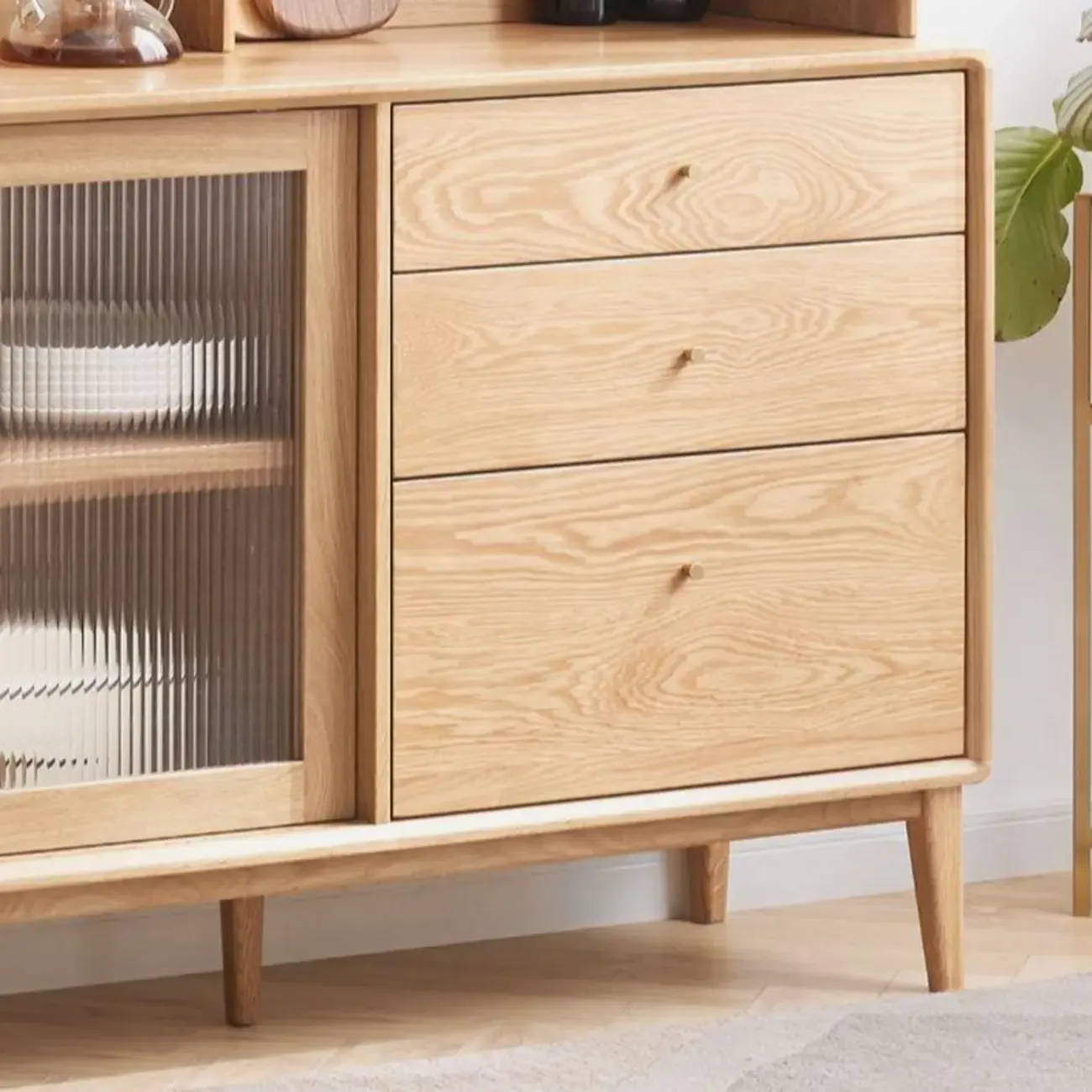 Modern Wood Sliding Doors Sideboard with Drawers Image - 7