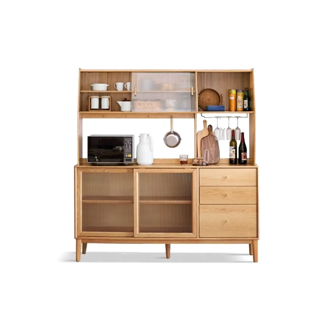 Modern Wood Sliding Doors Sideboard with Drawers Image - 8 | homeyfad