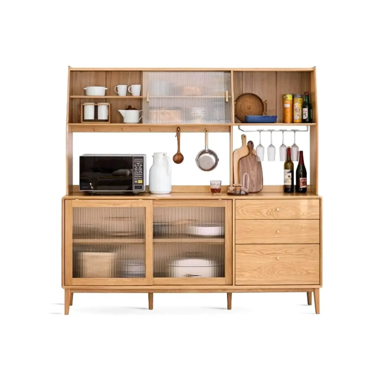 Modern Wood Sliding Doors Sideboard with Drawers Image - 10