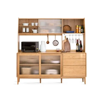 Modern Wood Sliding Doors Sideboard with Drawers Image - 10