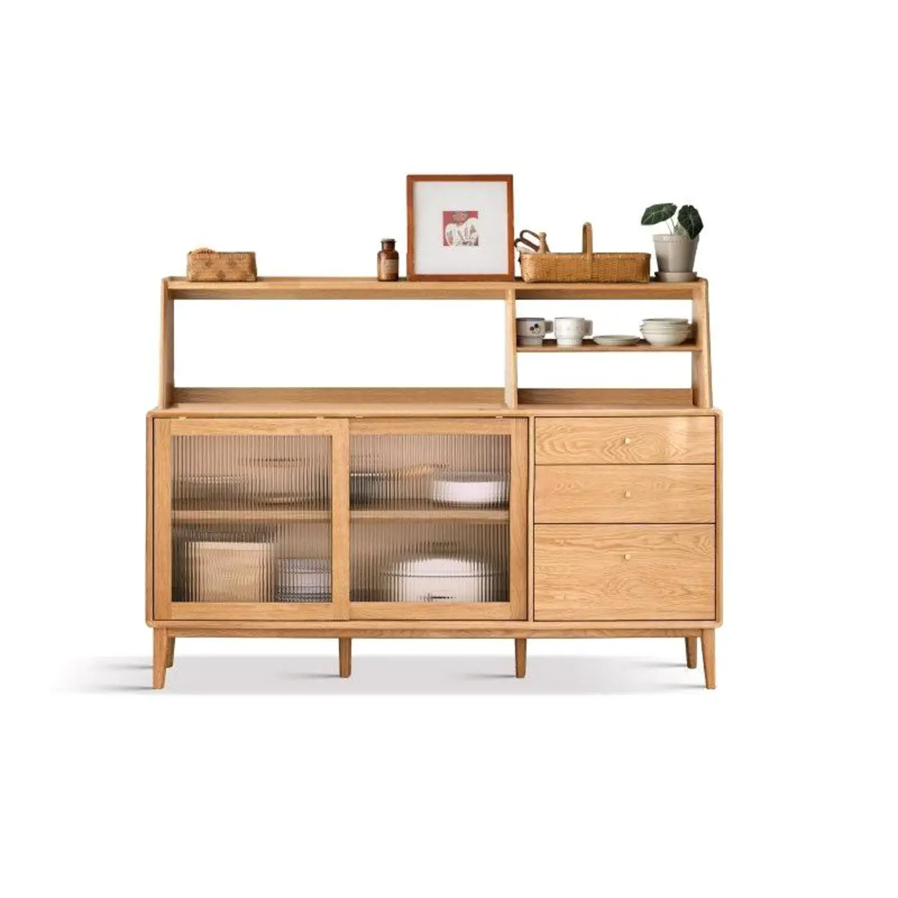 Modern Wood Sliding Doors Sideboard with Drawers Image - 11 | homeyfad