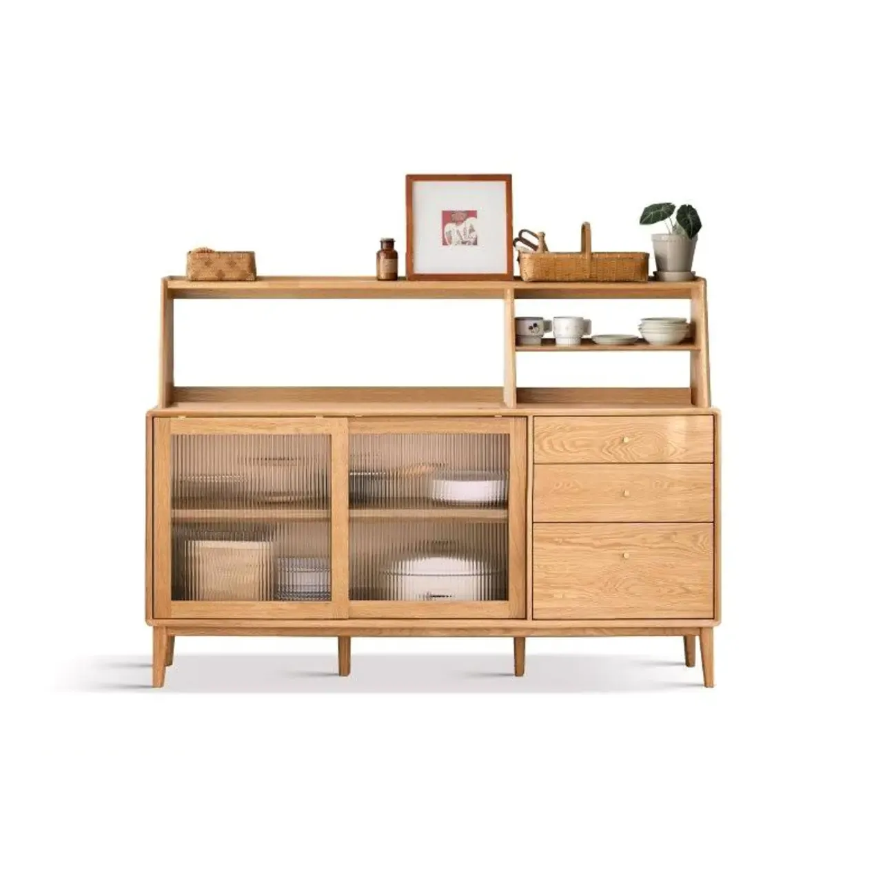 Modern Wood Sliding Doors Sideboard with Drawers Image - 11