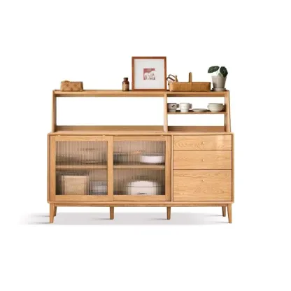 Modern Wood Sliding Doors Sideboard with Drawers Image - 11