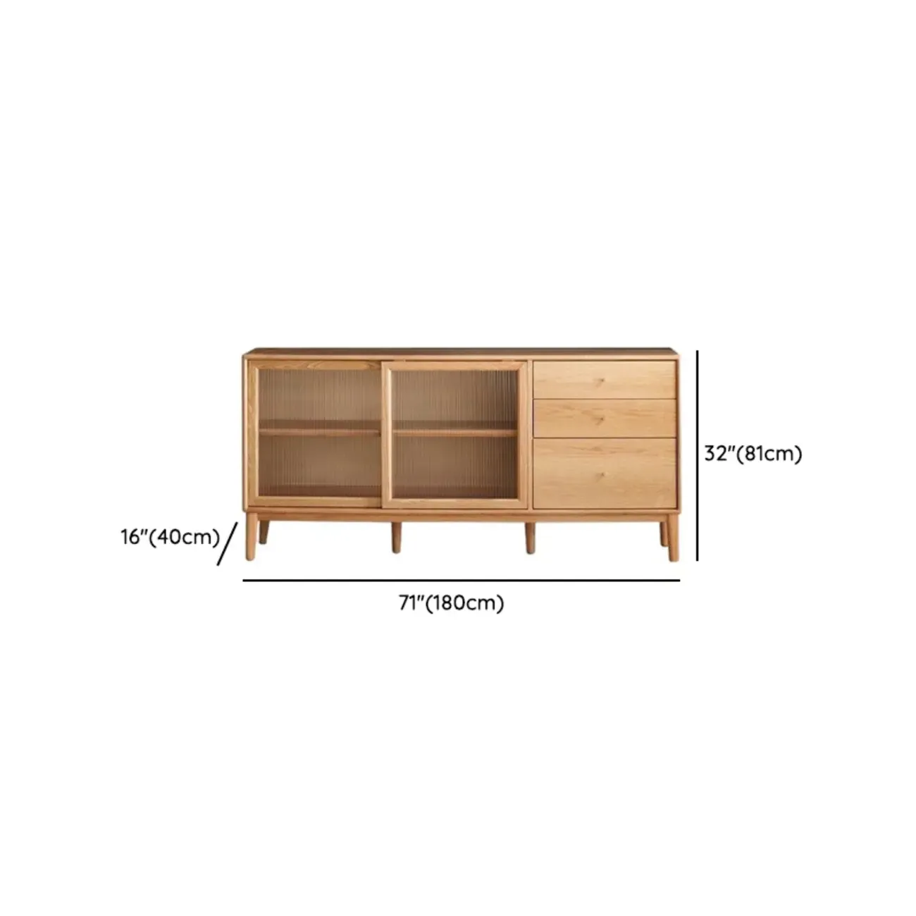 Modern Wood Sliding Doors Sideboard with Drawers Image - 22