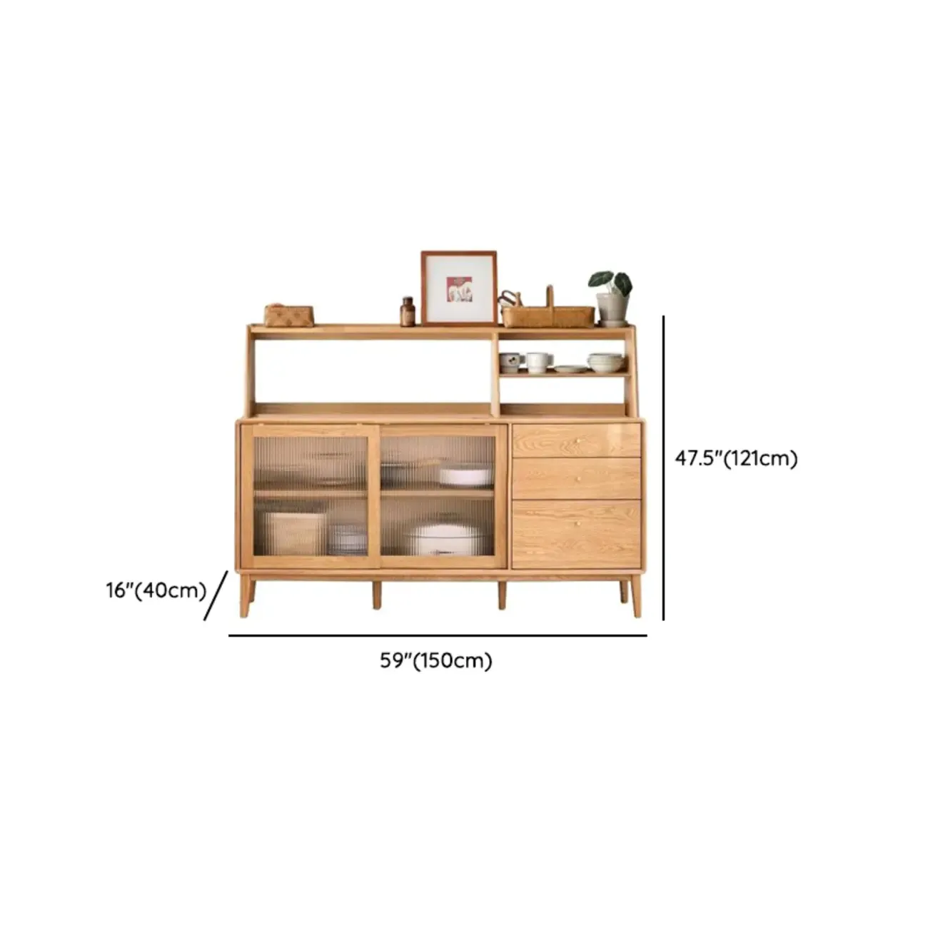 Modern Wood Sliding Doors Sideboard with Drawers Image - 33
