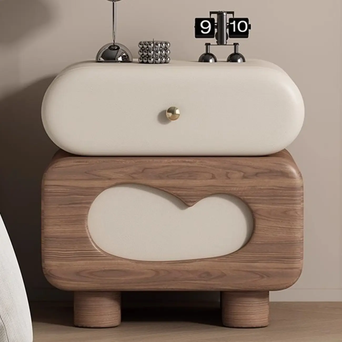Swivel Modern Natural Wood Drawer Nightstand Image - 1 | homeyfad