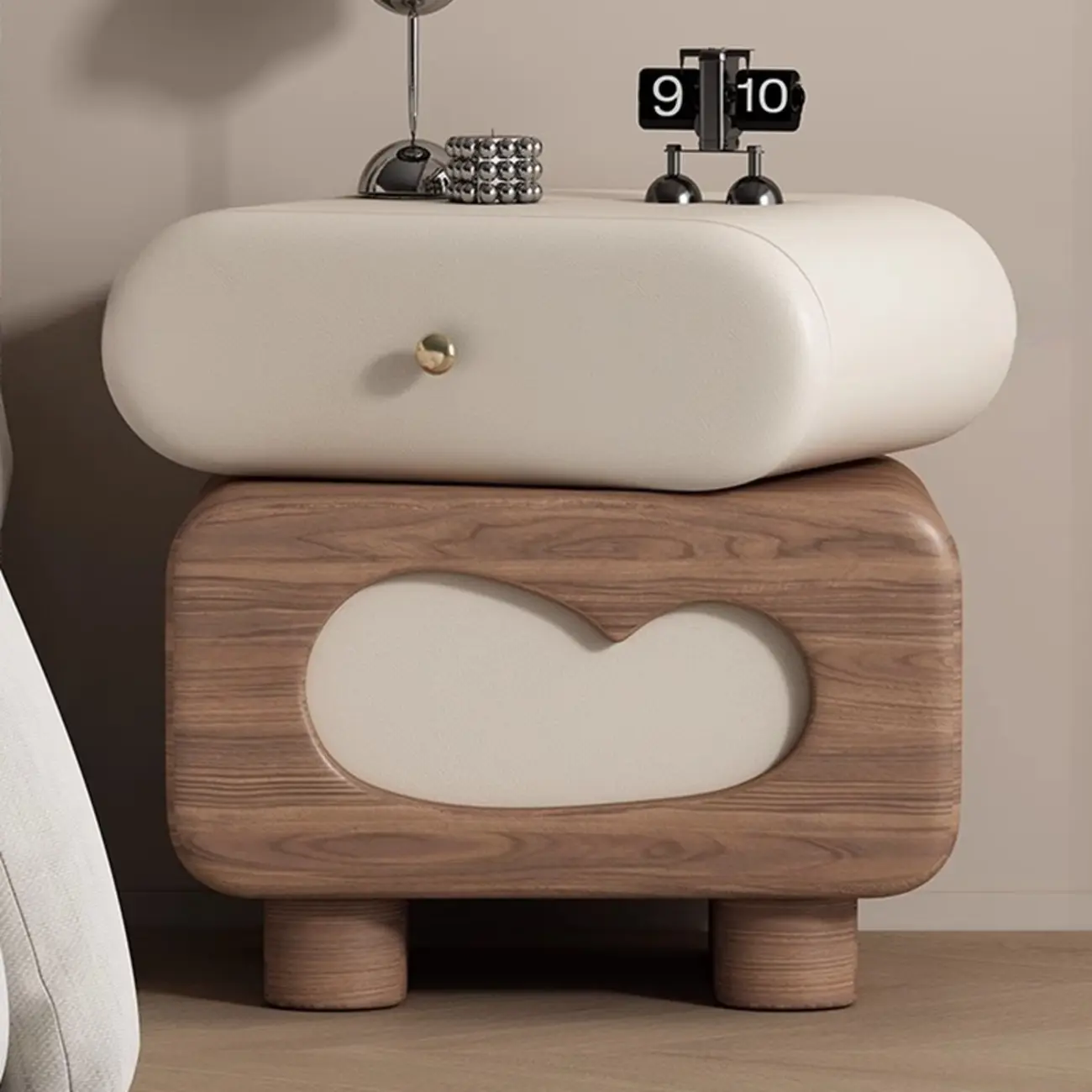 Swivel Modern Natural Wood Drawer Nightstand Image - 2 | homeyfad