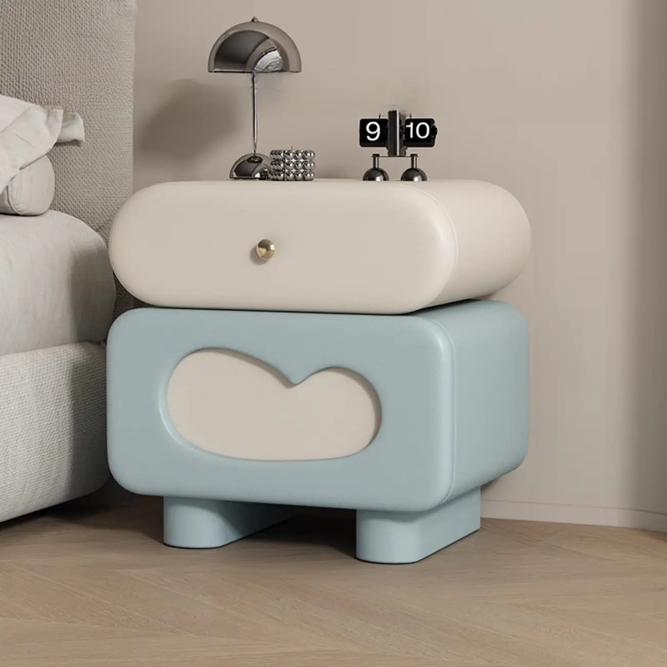 Swivel Modern Natural Wood Drawer Nightstand Image - 5 | homeyfad