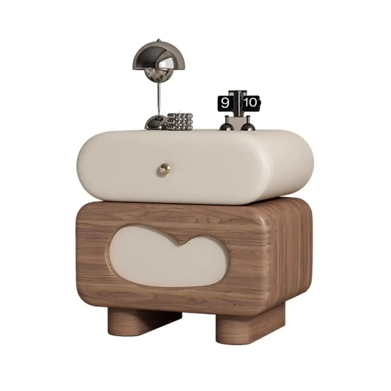 Swivel Modern Natural Wood Drawer Nightstand Image - 8