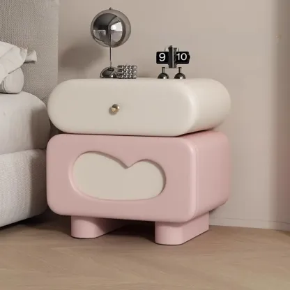 Swivel Modern Natural Wood Drawer Nightstand Image - 9