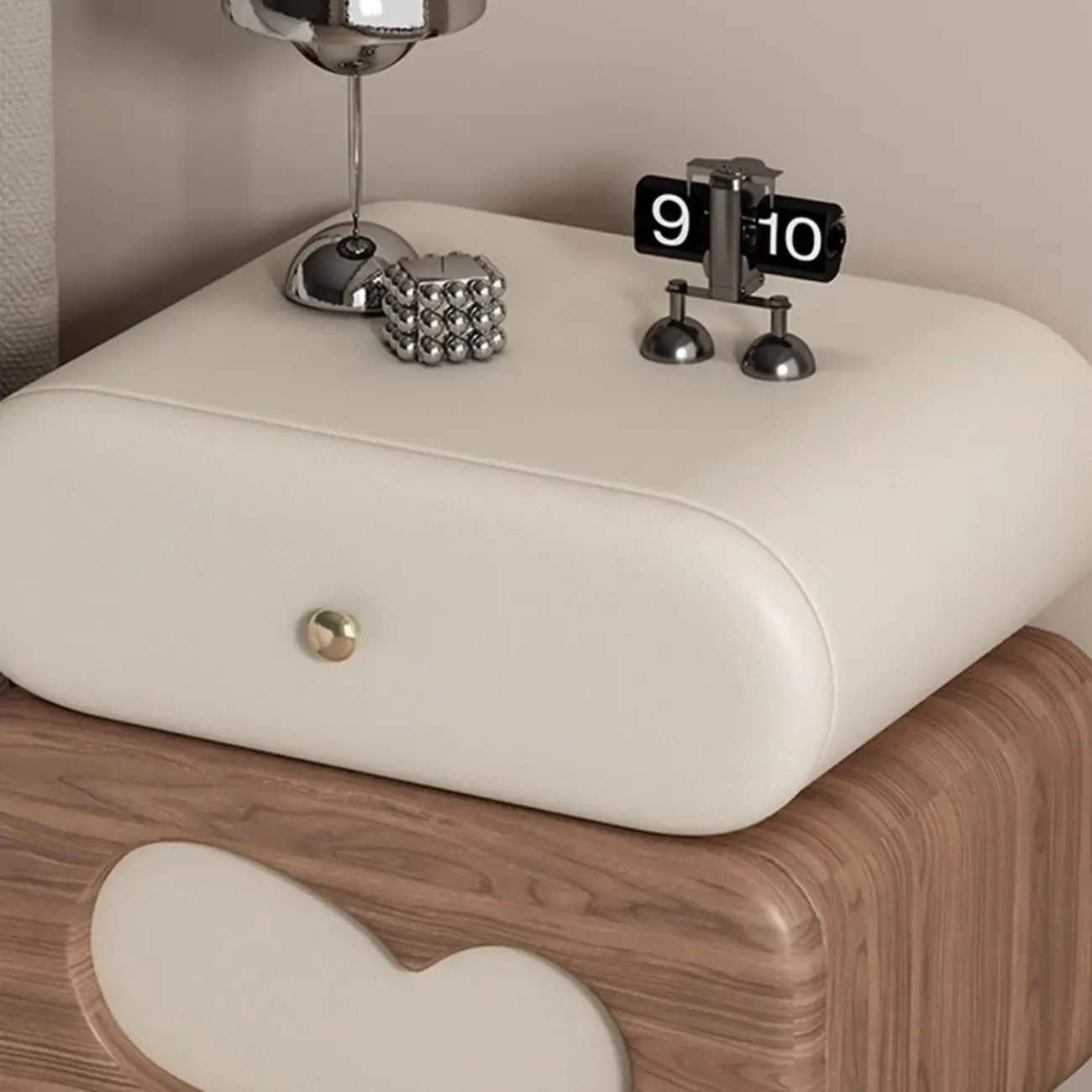 Swivel Modern Natural Wood Drawer Nightstand Image - 14