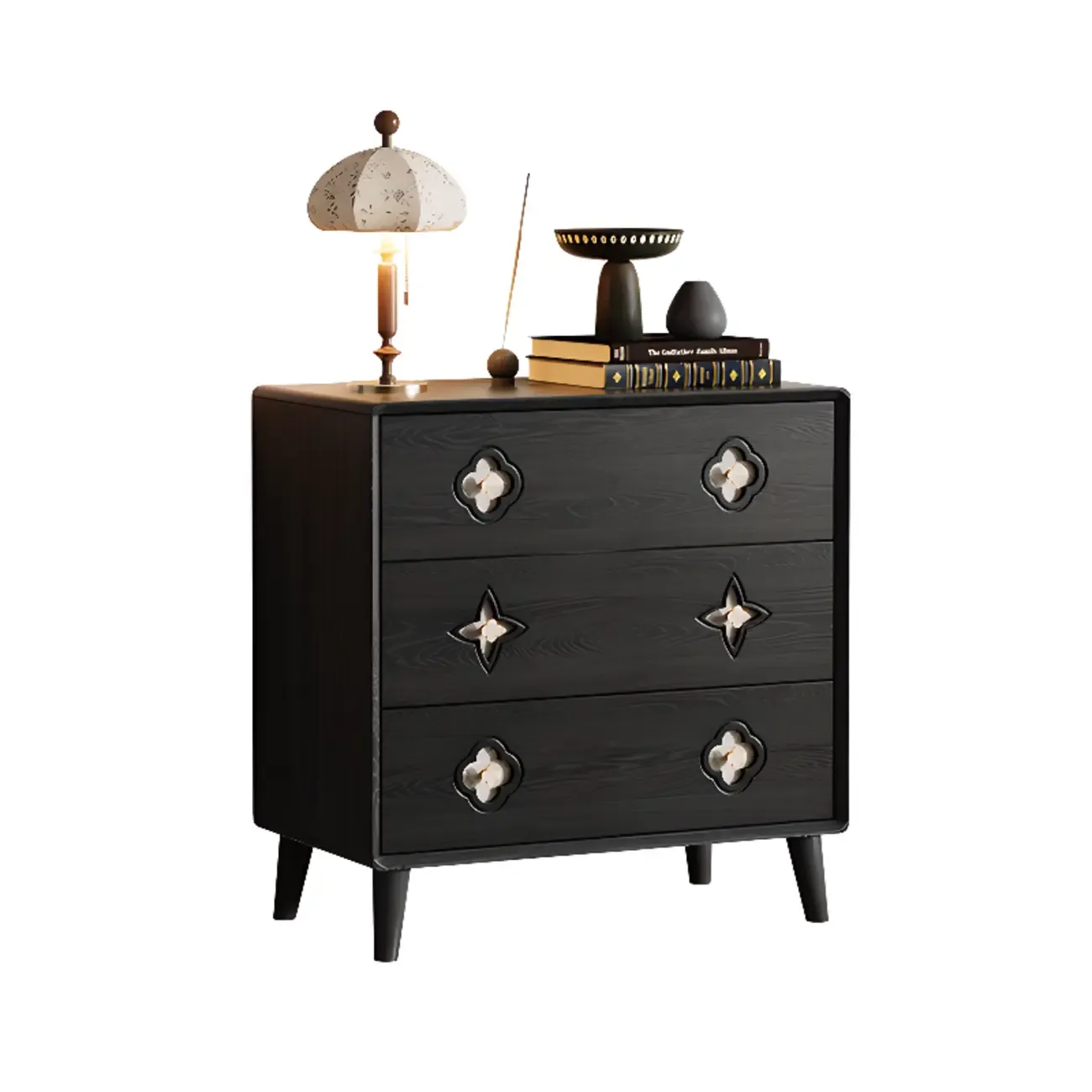 Elegant Black French Country Wood Dresser with Legs Image - 4