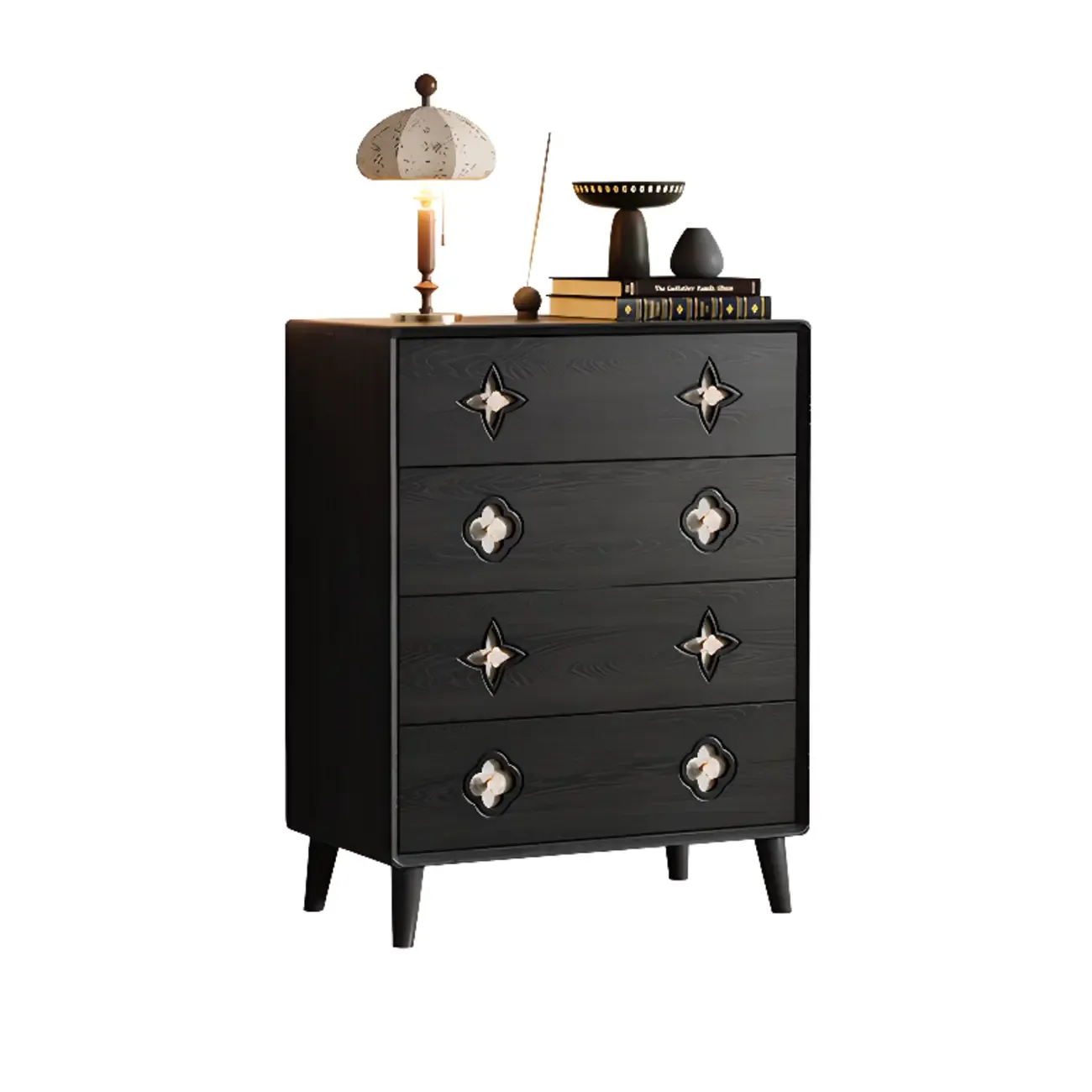 Elegant Black French Country Wood Dresser with Legs Image - 5