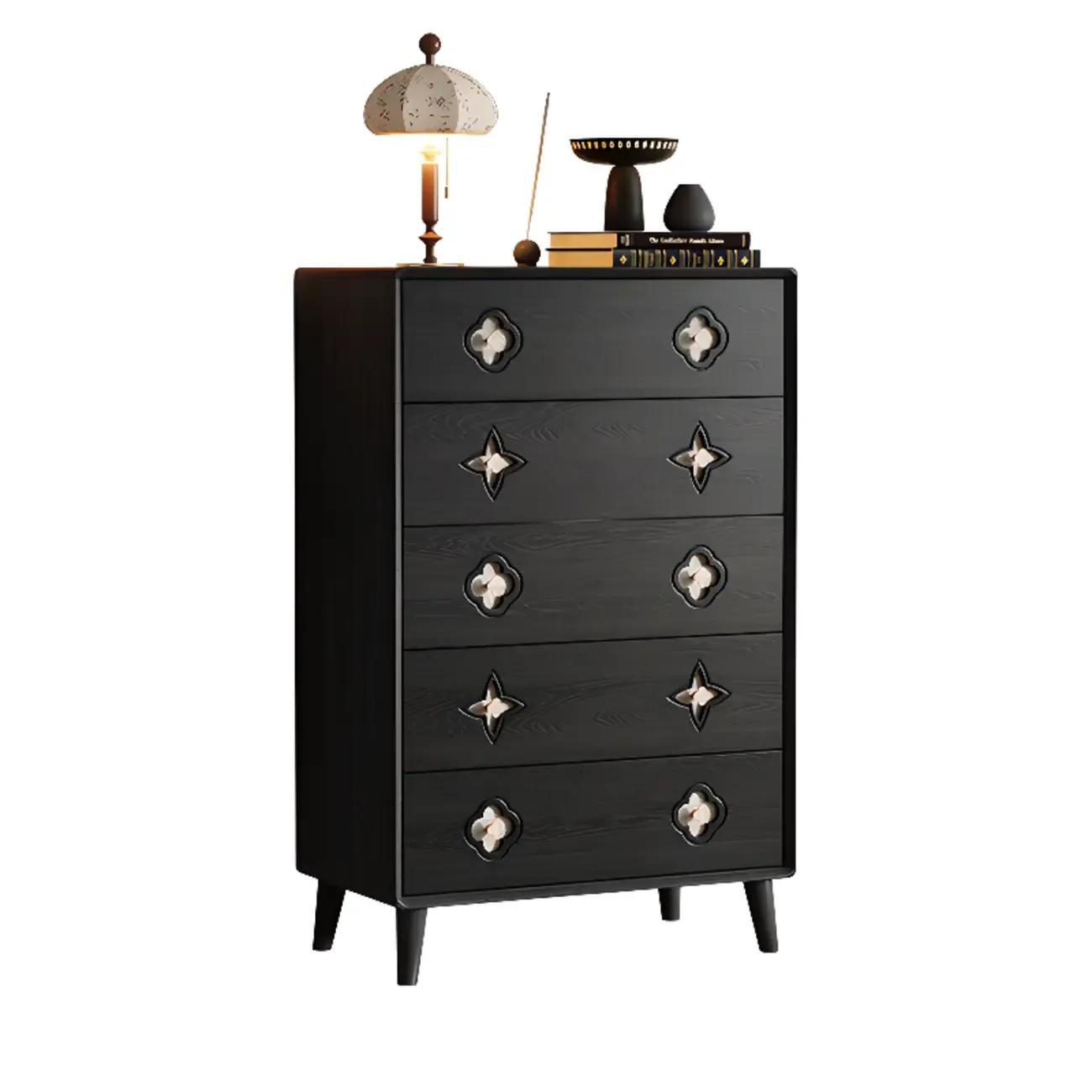 Elegant Black French Country Wood Dresser with Legs Image - 6
