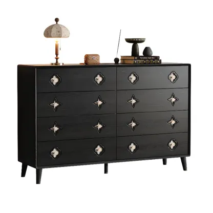 Elegant Black French Country Wood Dresser with Legs Image - 7