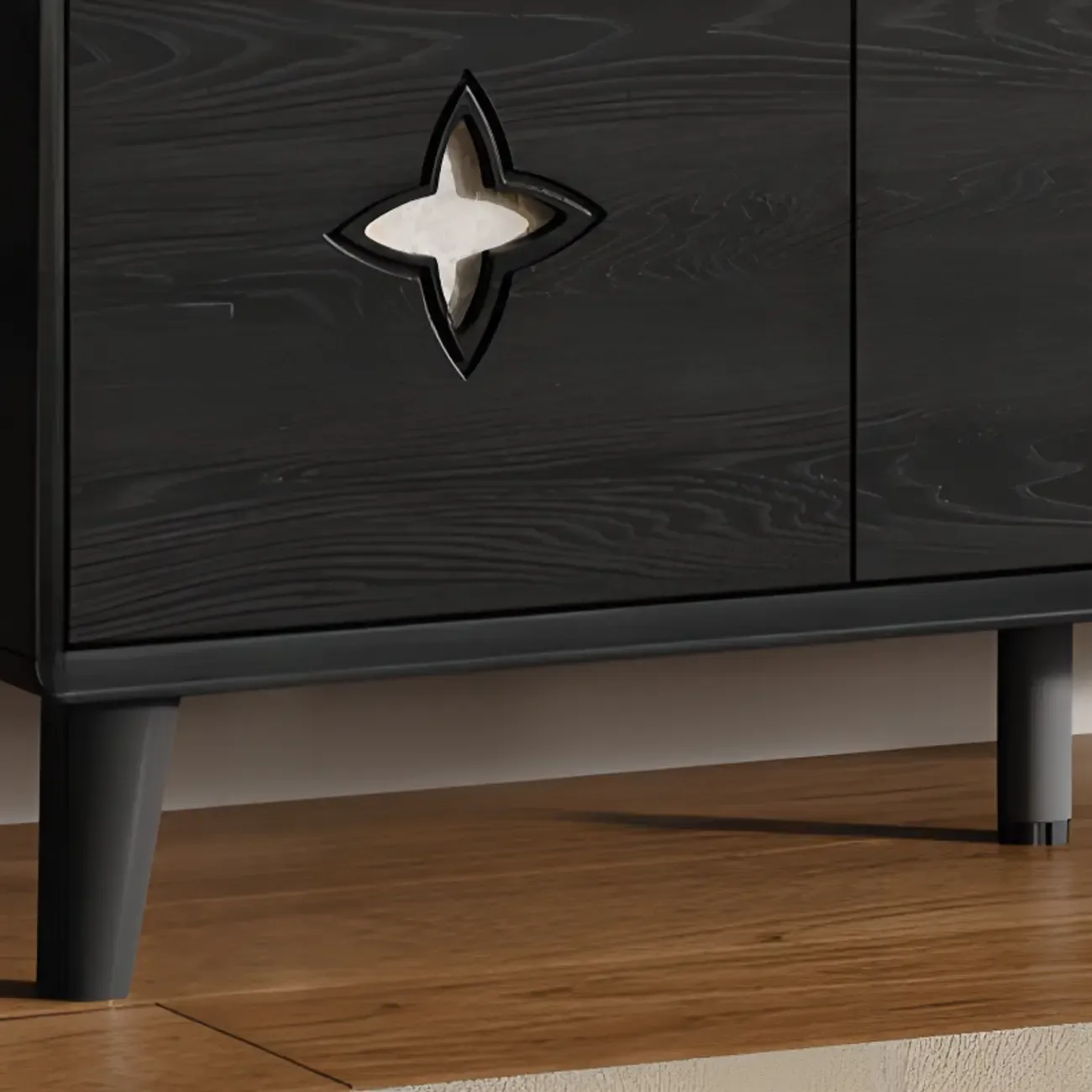 Elegant Black French Country Wood Dresser with Legs Image - 9