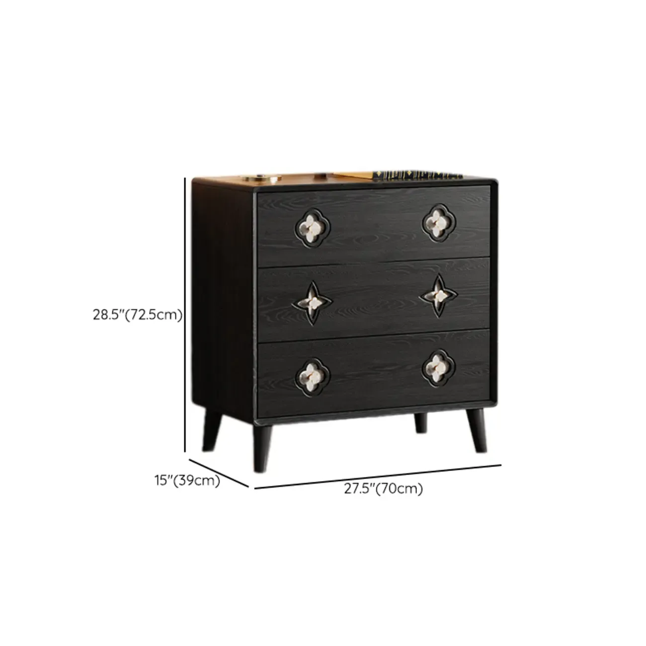 Elegant Black French Country Wood Dresser with Legs Image - 11
