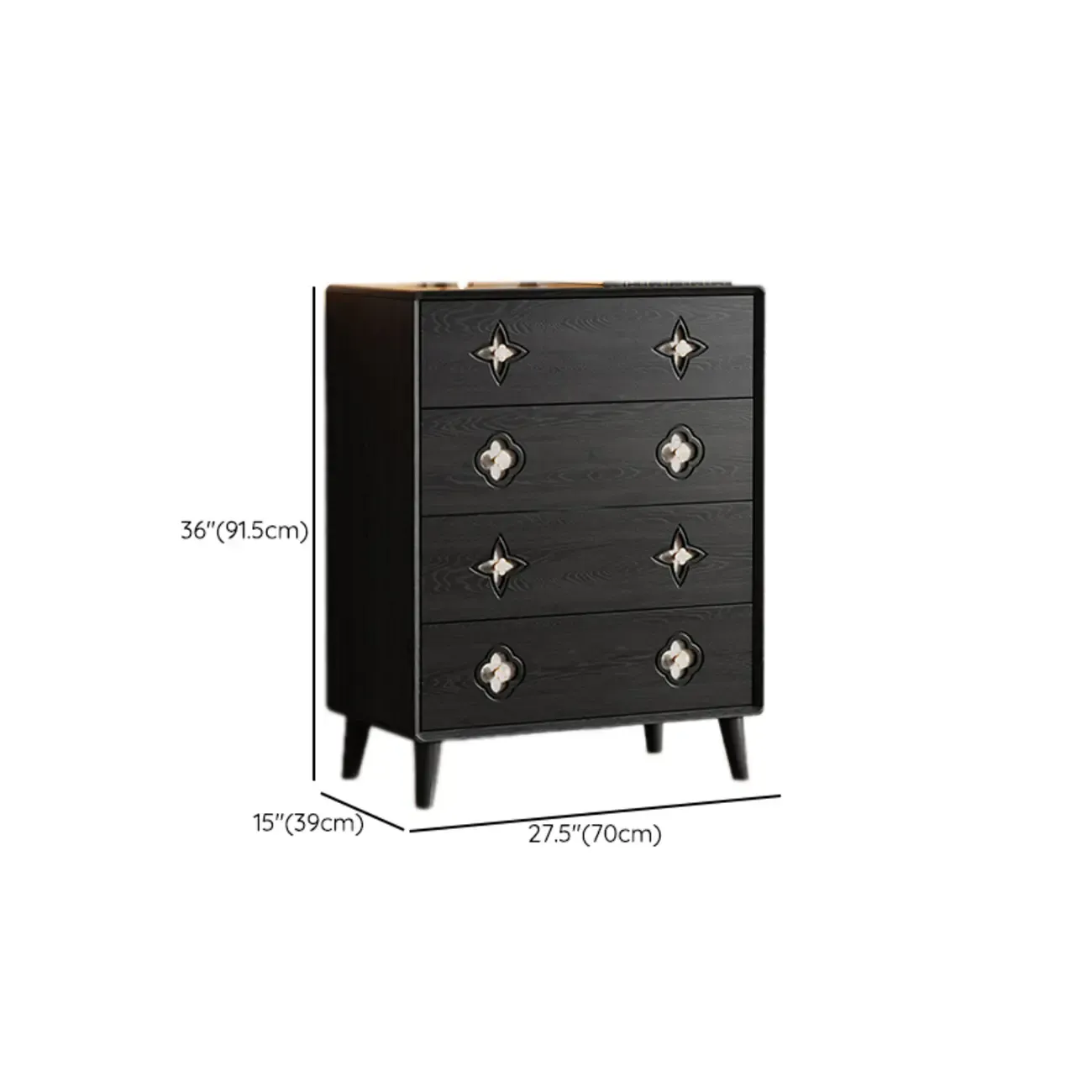 Elegant Black French Country Wood Dresser with Legs Image - 12