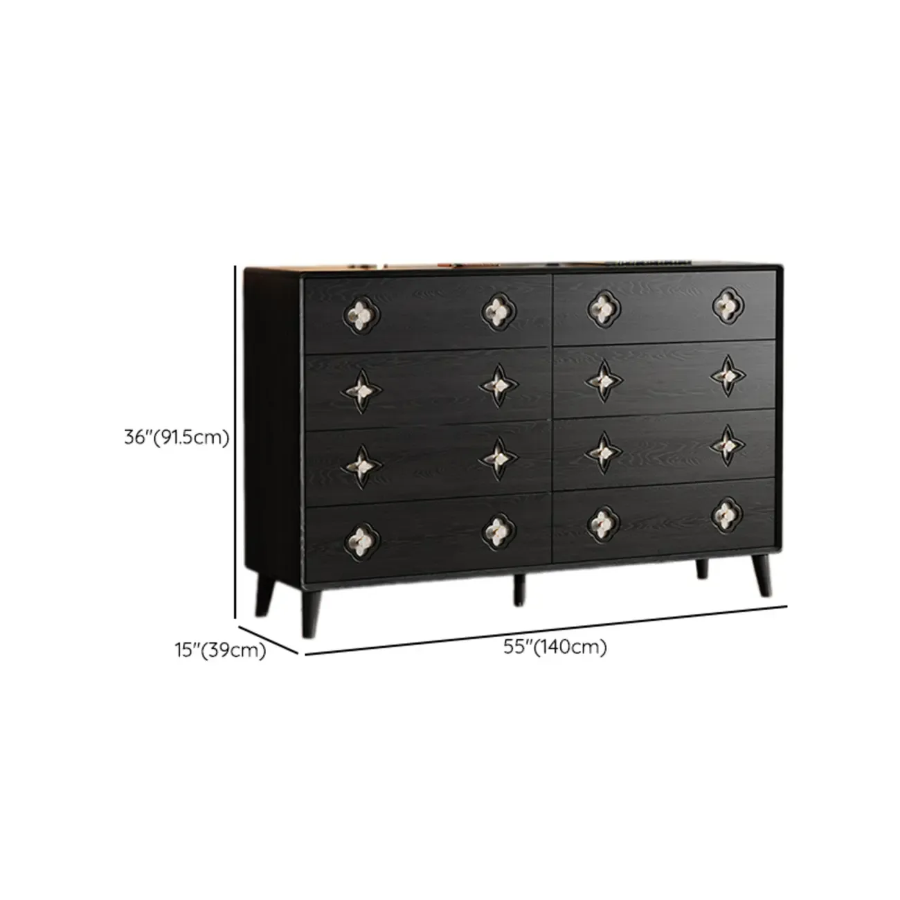 Elegant Black French Country Wood Dresser with Legs Image - 13