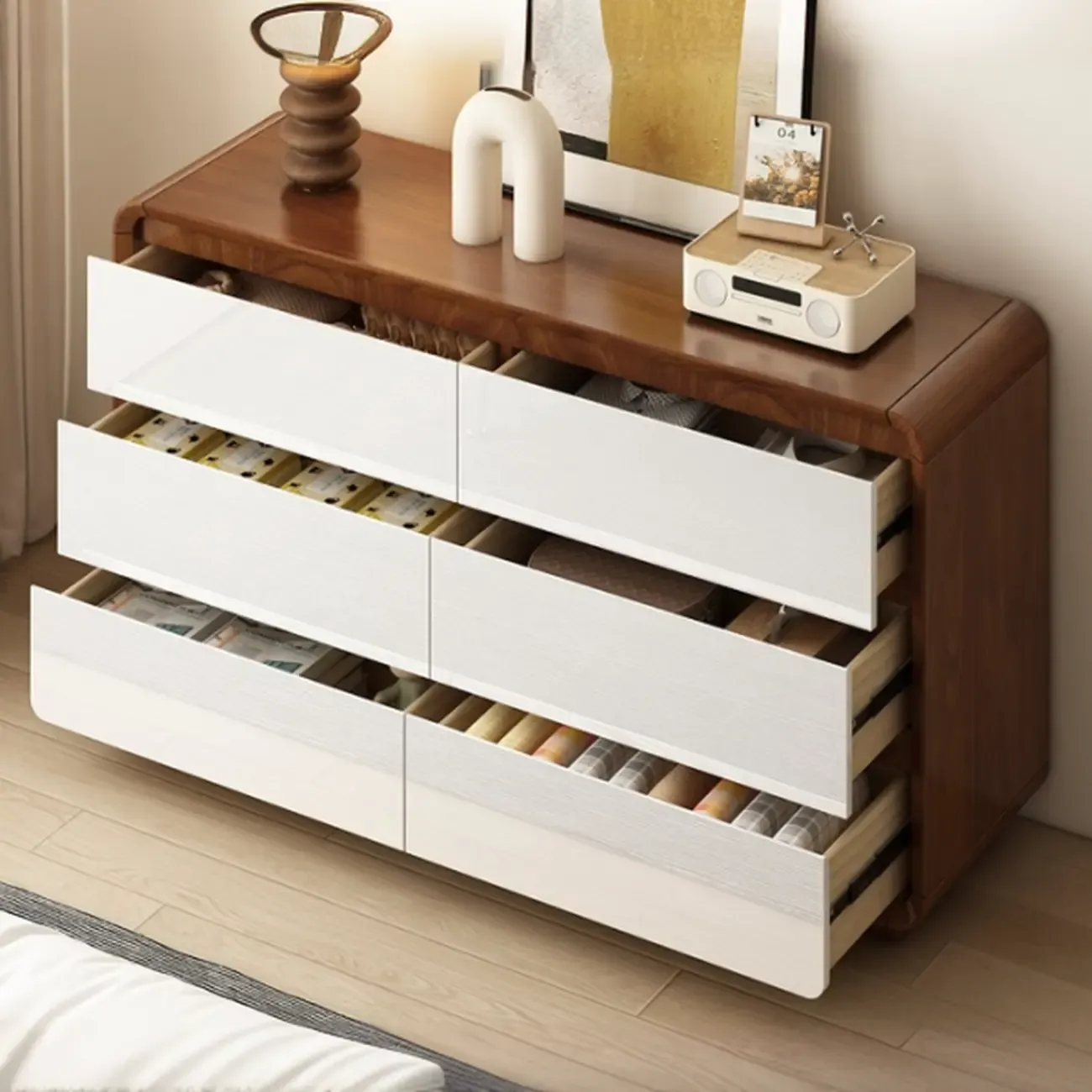 Scandinavian Wooden Horizonal Dresser for Bedroom Image - 6