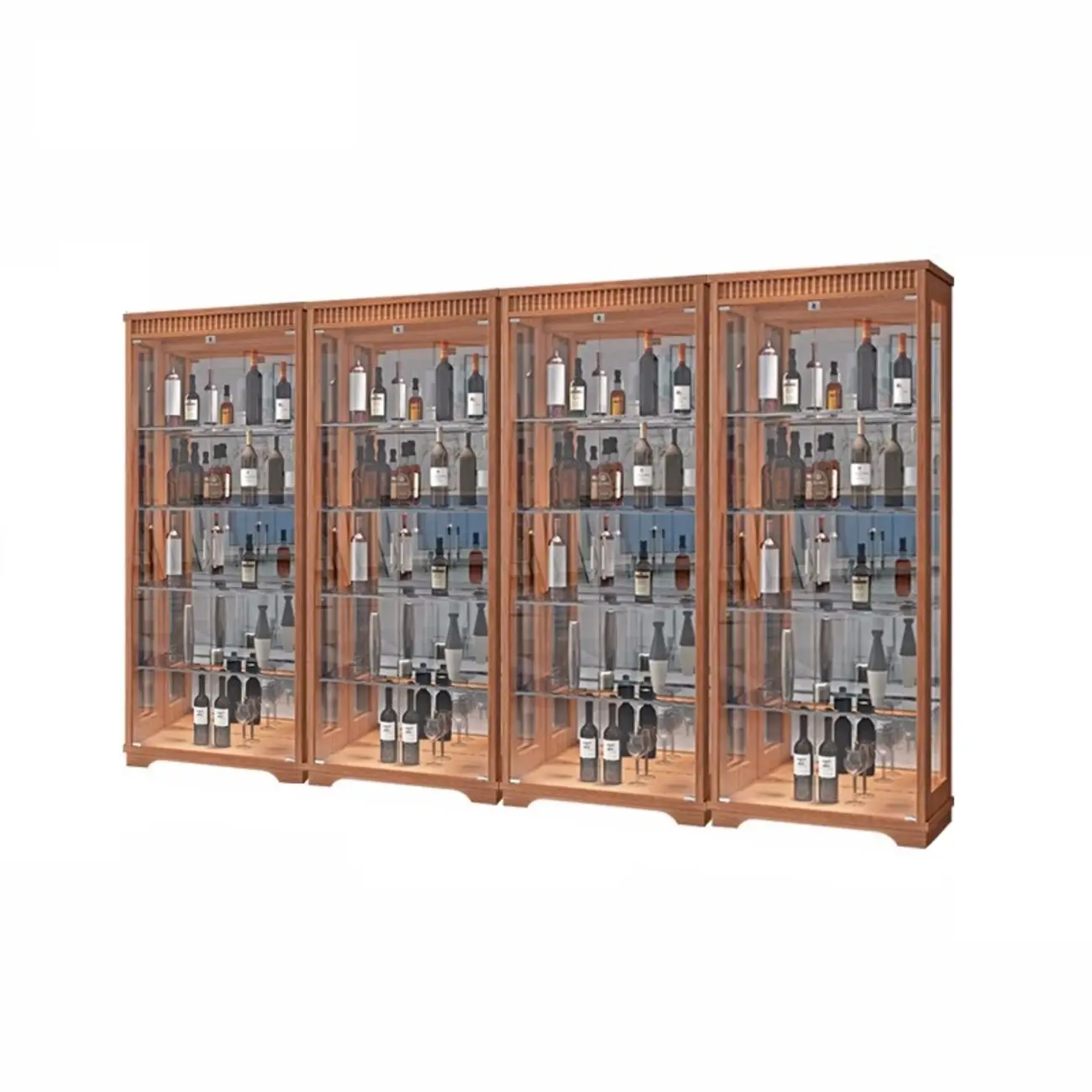 Modern Natural Wood Wine Rack with Glass Shelf Image - 9 | homeyfad