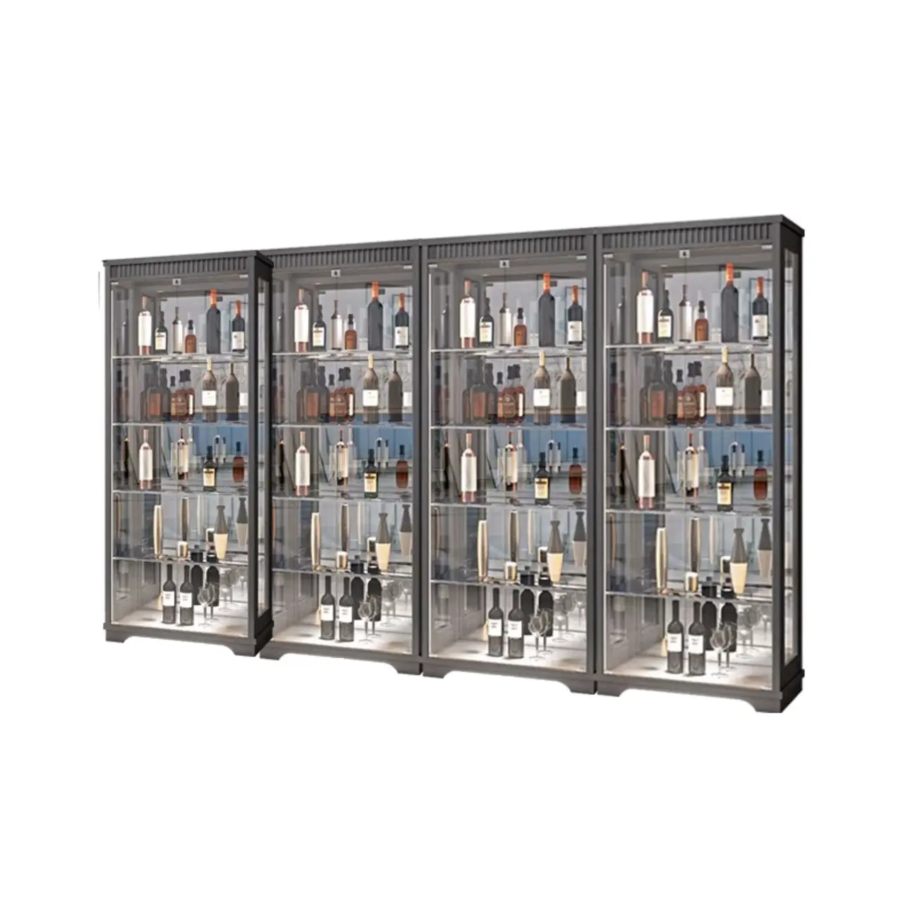 Modern Natural Wood Wine Rack with Glass Shelf Image - 15 | homeyfad