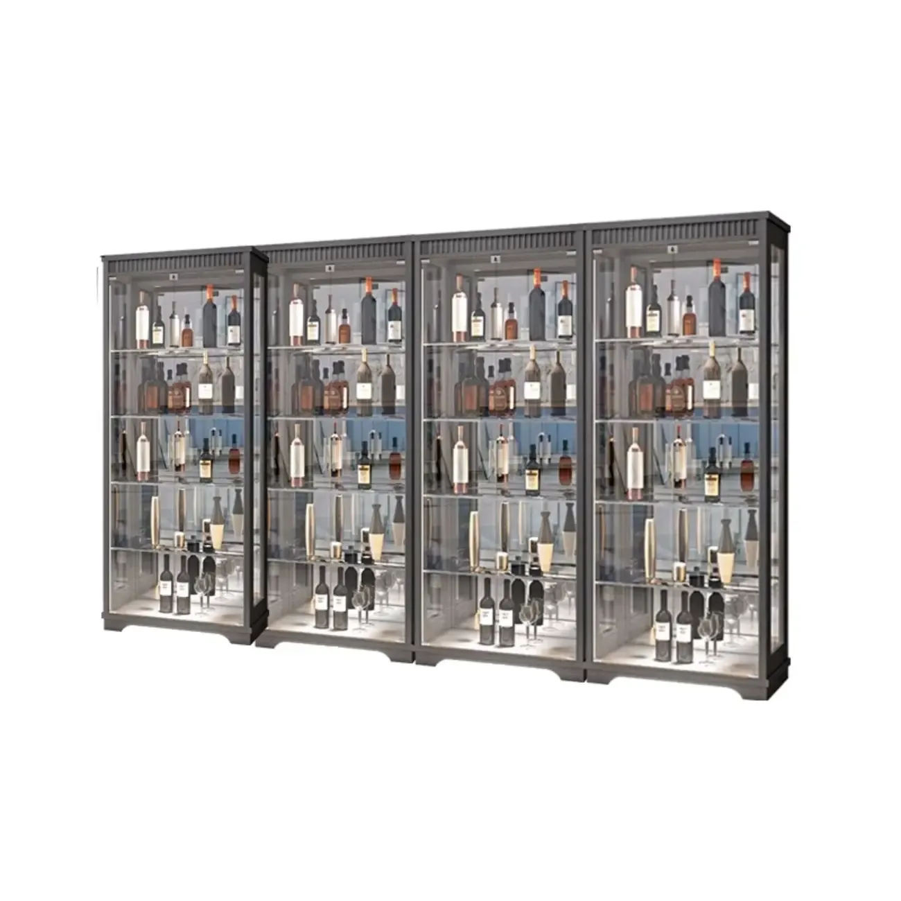 Modern Natural Wood Wine Rack with Glass Shelf Image - 15