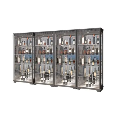 Modern Natural Wood Wine Rack with Glass Shelf Image - 15