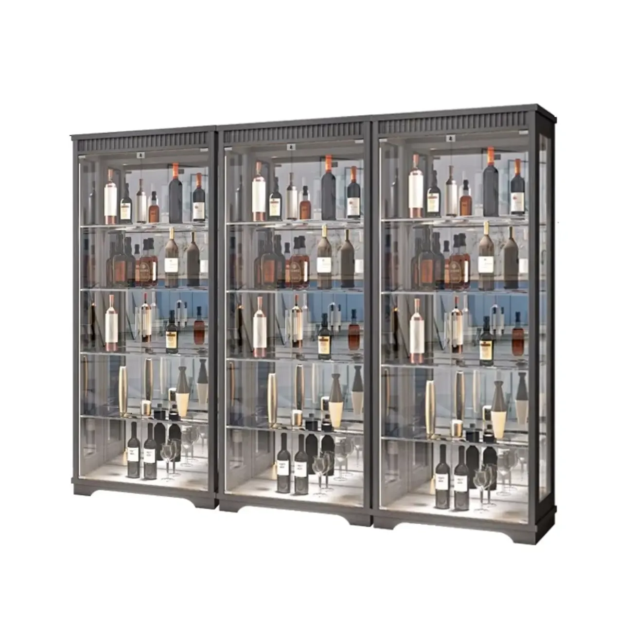 Modern Natural Wood Wine Rack with Glass Shelf Image - 16