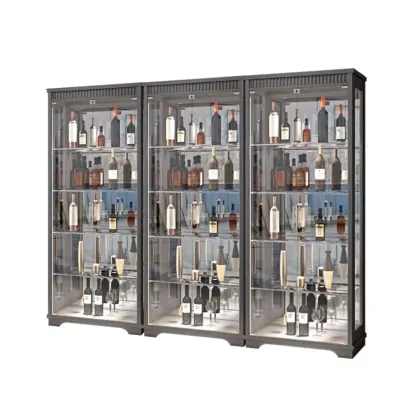 Modern Natural Wood Wine Rack with Glass Shelf Image - 16