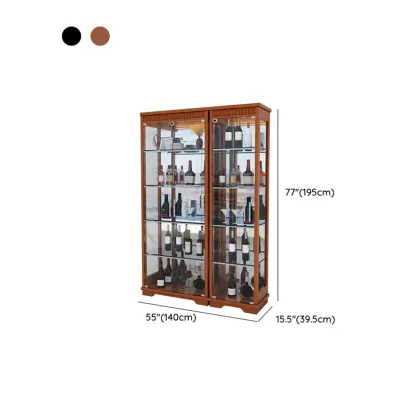 Modern Natural Wood Wine Rack with Glass Shelf Image - 19