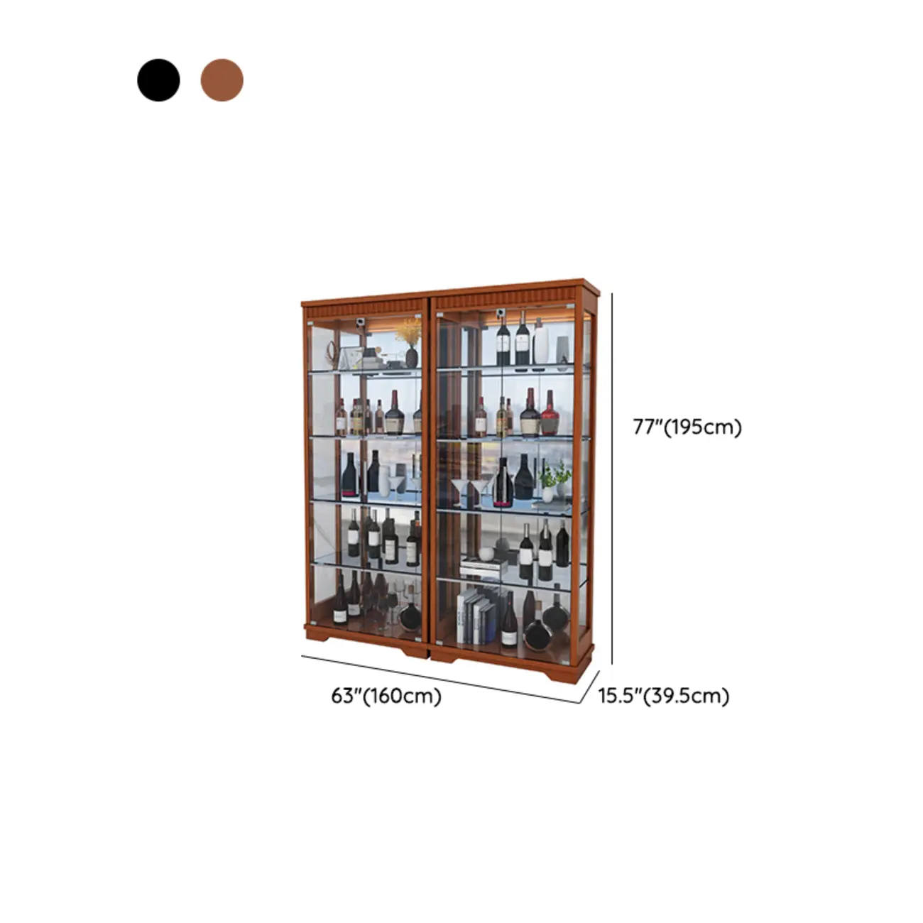 Modern Natural Wood Wine Rack with Glass Shelf Image - 20 | homeyfad
