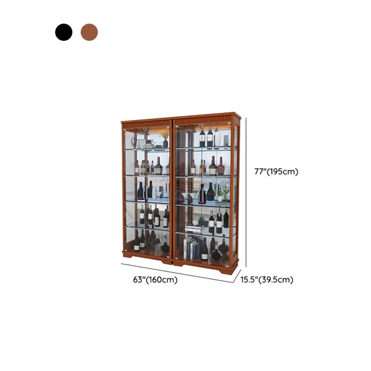 Modern Natural Wood Wine Rack with Glass Shelf Image - 20