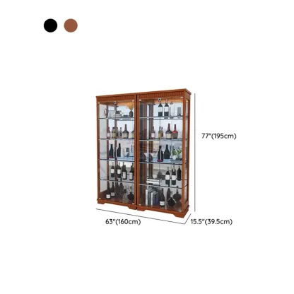Modern Natural Wood Wine Rack with Glass Shelf Image - 20