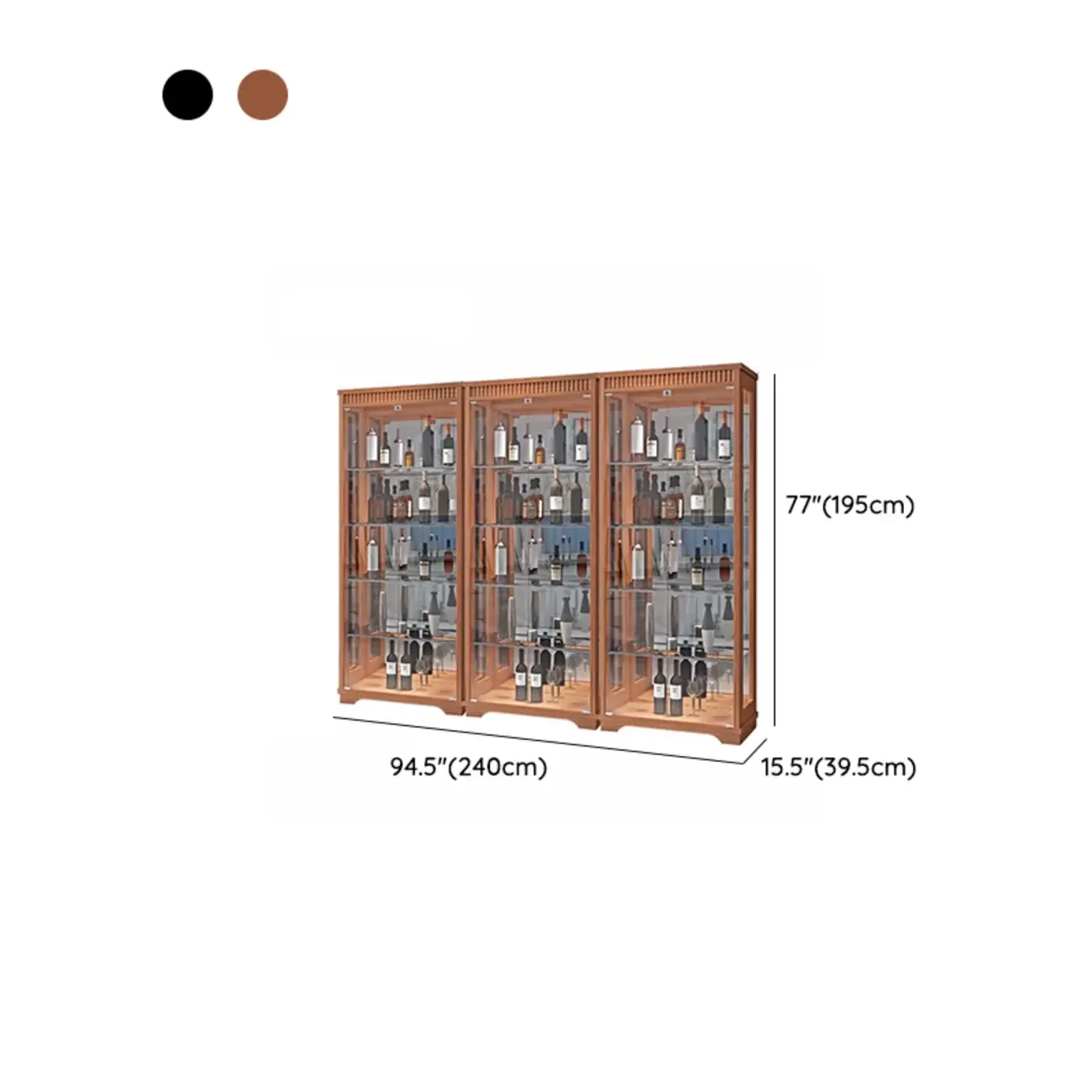 Modern Natural Wood Wine Rack with Glass Shelf Image - 21