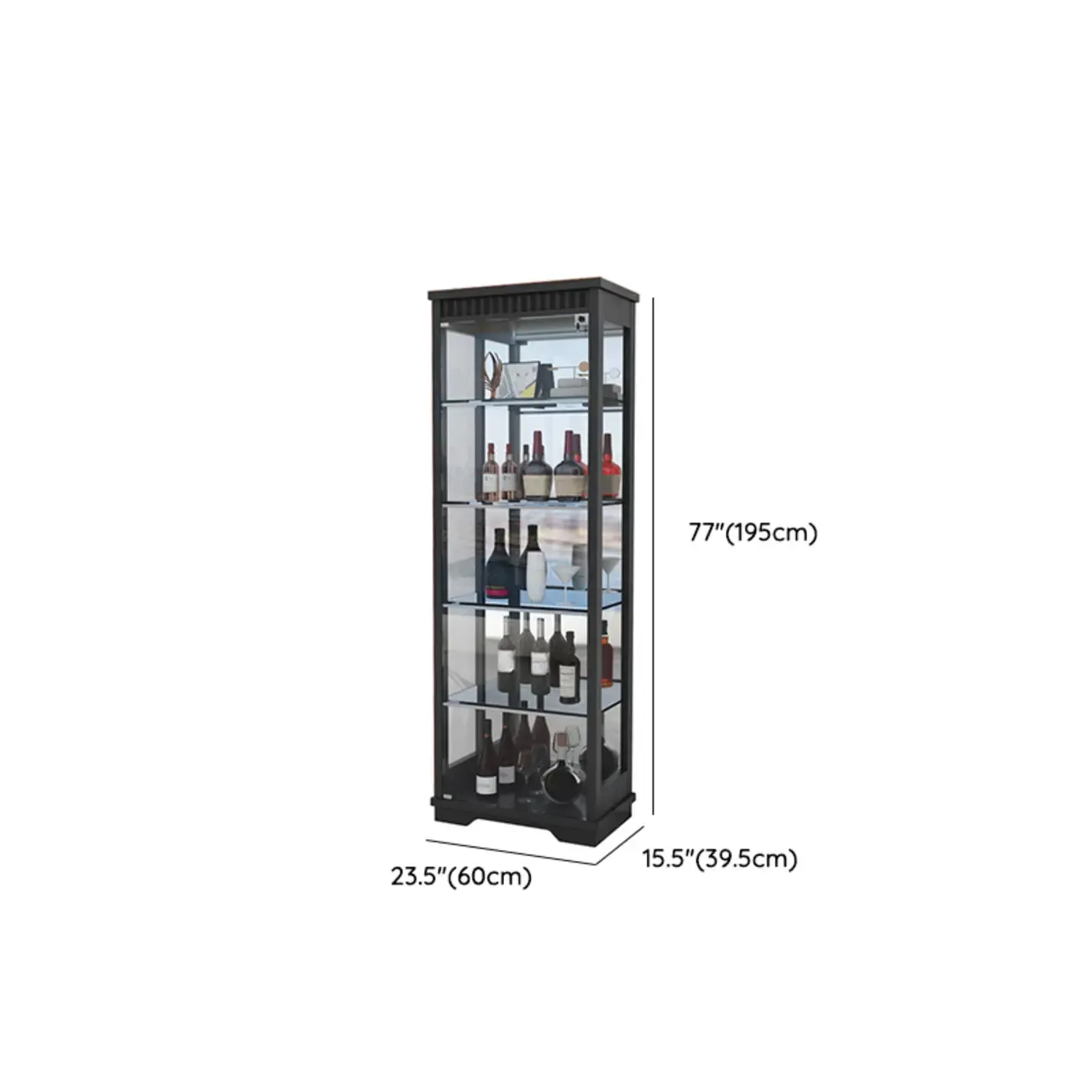 Modern Natural Wood Wine Rack with Glass Shelf Image - 23