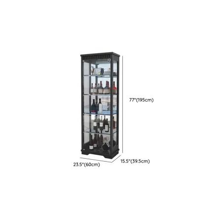 Modern Natural Wood Wine Rack with Glass Shelf Image - 23