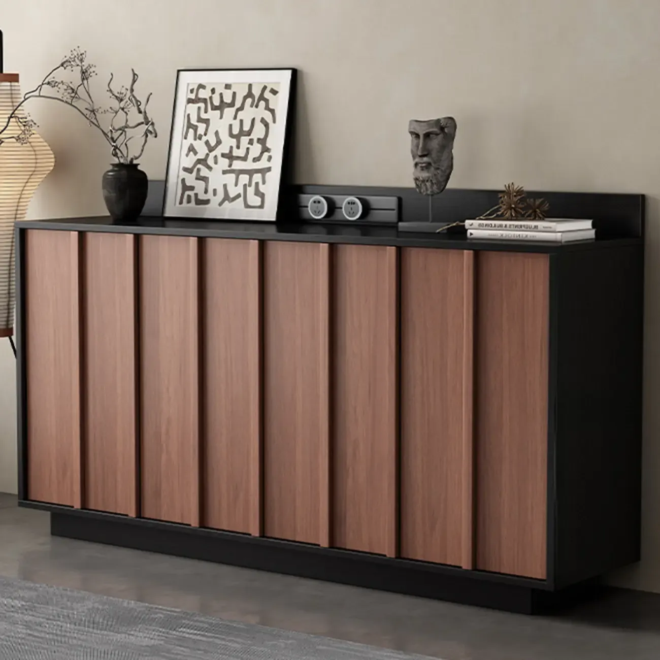 Modern Wood Buffet with Alterable Shelf and Drawers Image - 6