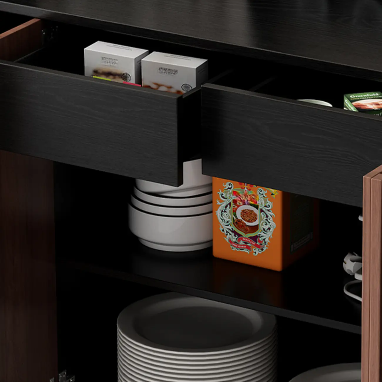 Modern Wood Buffet with Alterable Shelf and Drawers Image - 8 | homeyfad