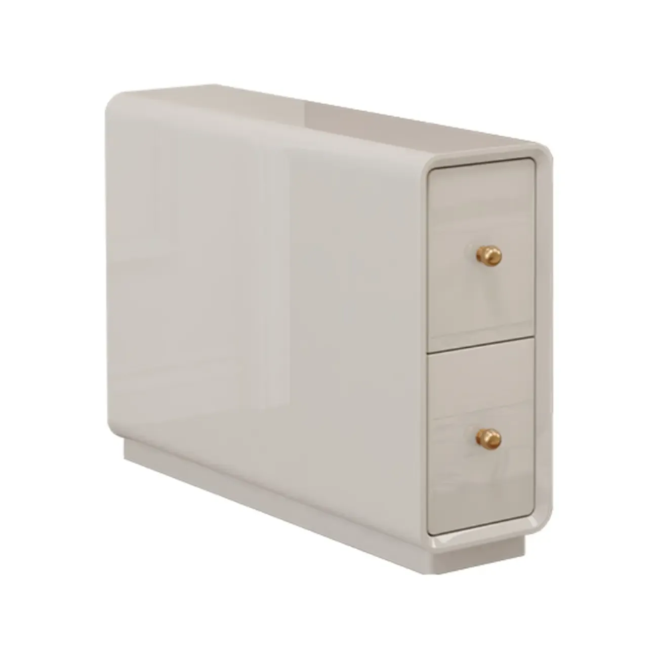 Narrow Rectangle Walnut Wood Side Table with Drawers Image - 5