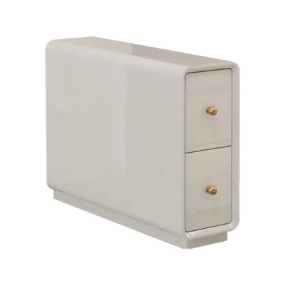 Narrow Rectangle Walnut Wood Side Table with Drawers Image - 5