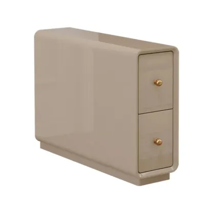 Narrow Rectangle Walnut Wood Side Table with Drawers Image - 6