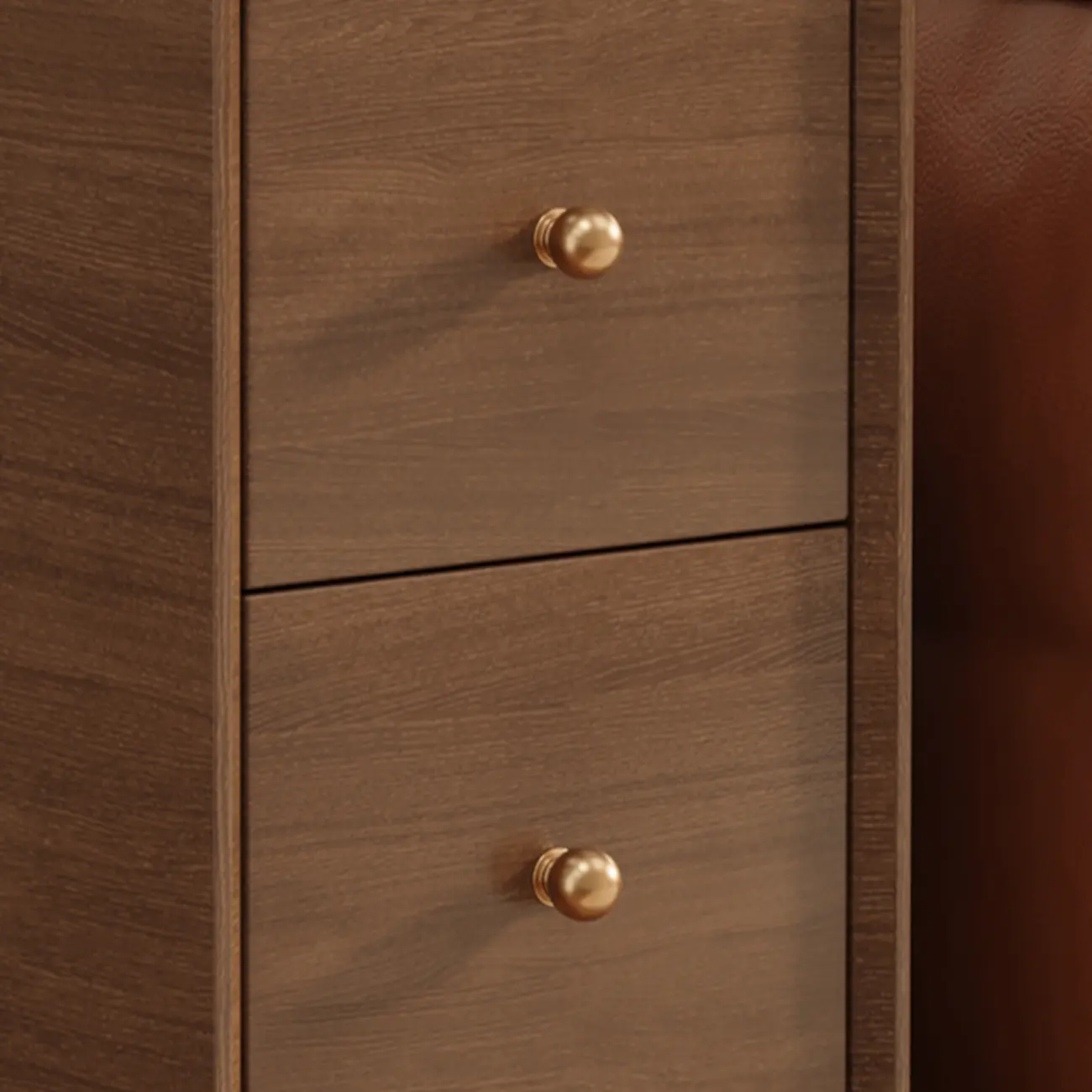 Narrow Rectangle Walnut Wood Side Table with Drawers Image - 9 | homeyfad