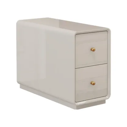 Narrow Rectangle Walnut Wood Side Table with Drawers Image - 10